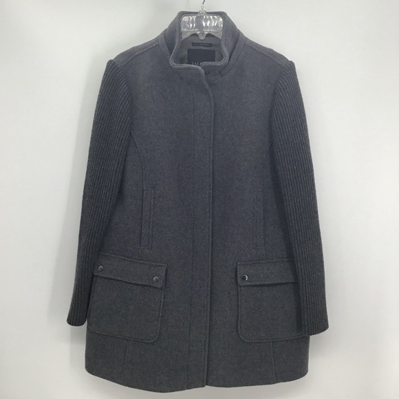 Talbot’s Sweater Sleeve Wool Jacket Coat Classic Winter Warm Gray Size 16W - Picture 1 of 11